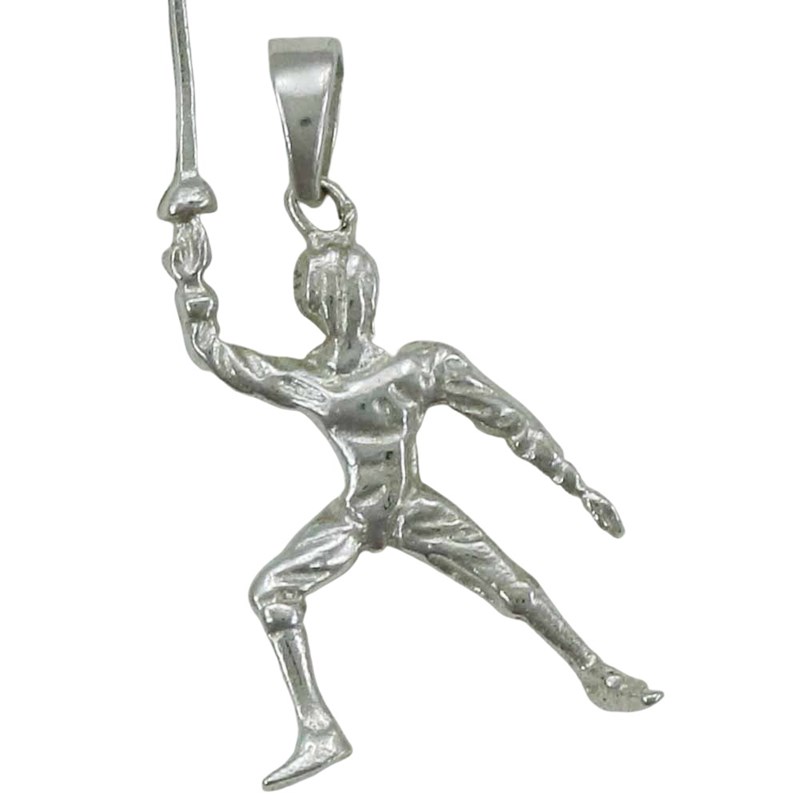 Pendentif escrimeur en garde - Argent massif