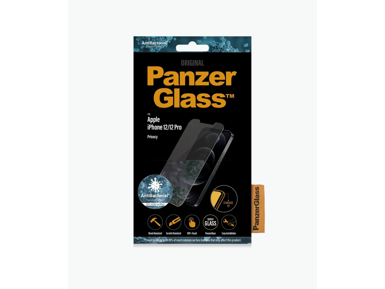 PanzerGlass™ | Privacy Edition - Skærmbeskyttelse til mobiltelefon - Standard-fit - Krystalklar | Apple iPhone 12/12 Pro