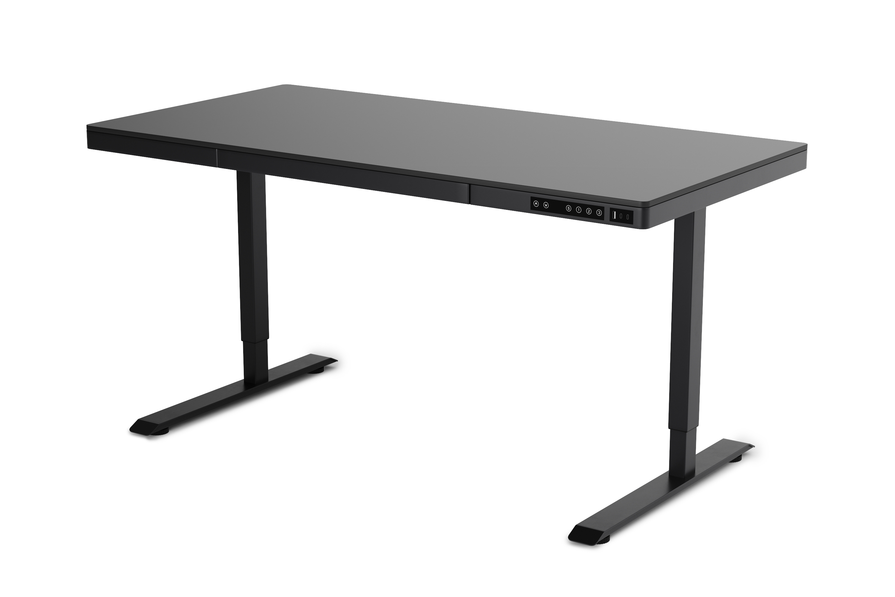 Stehpult elektrisch mit Schublade schwarz 140 x 70 cm