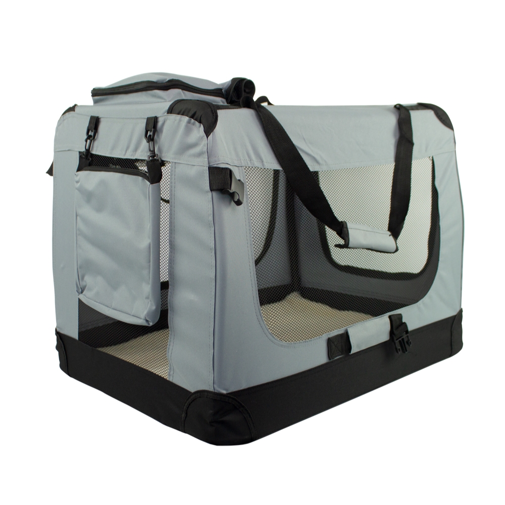 Transportadora para animais de estimação | 50 cm x 34 cm x 36 cm | Tamanho P | Suporta até 10 kg | Dobrável | Cinza | Balú | Mobiclinic