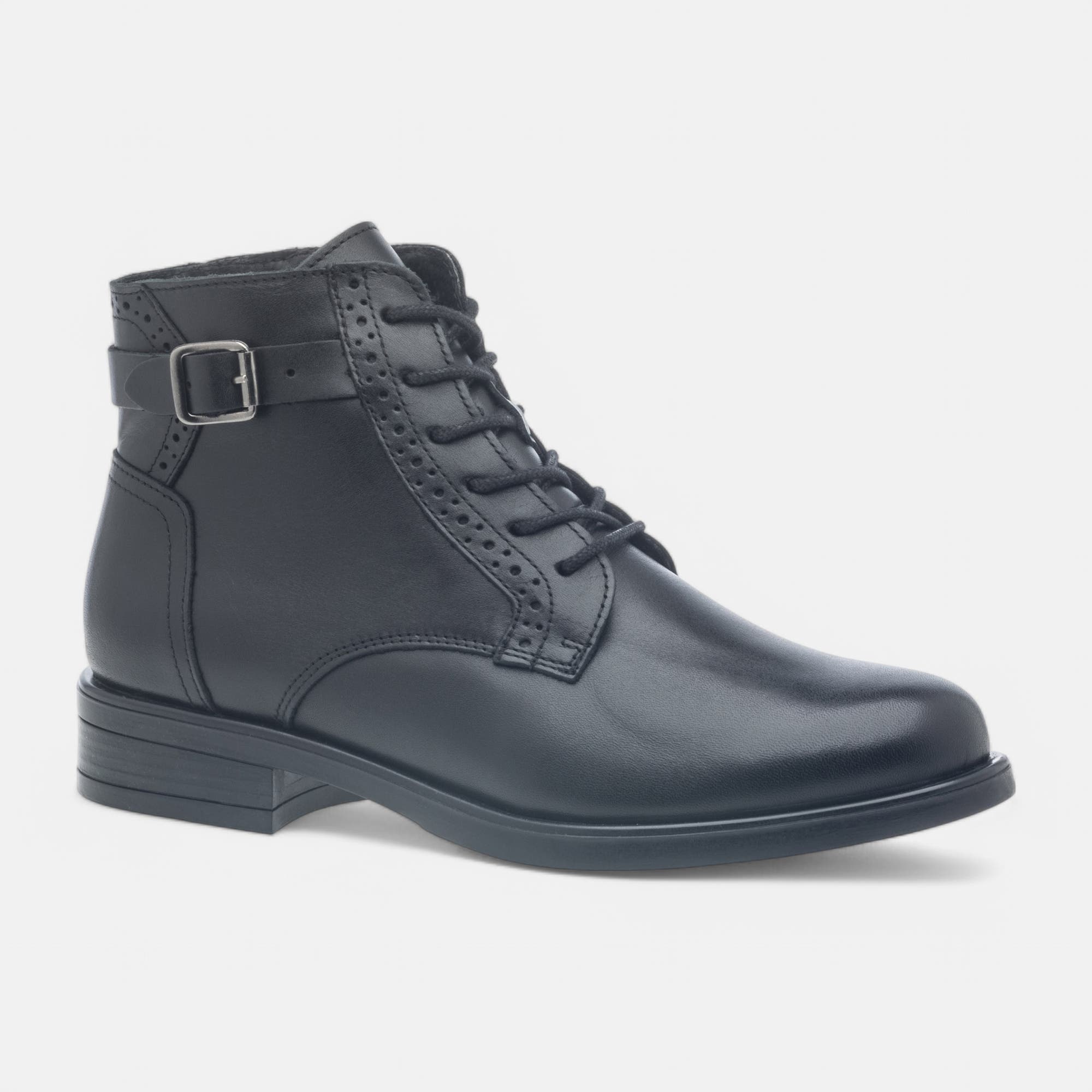 Bottines à lacets Femme en cuir noir