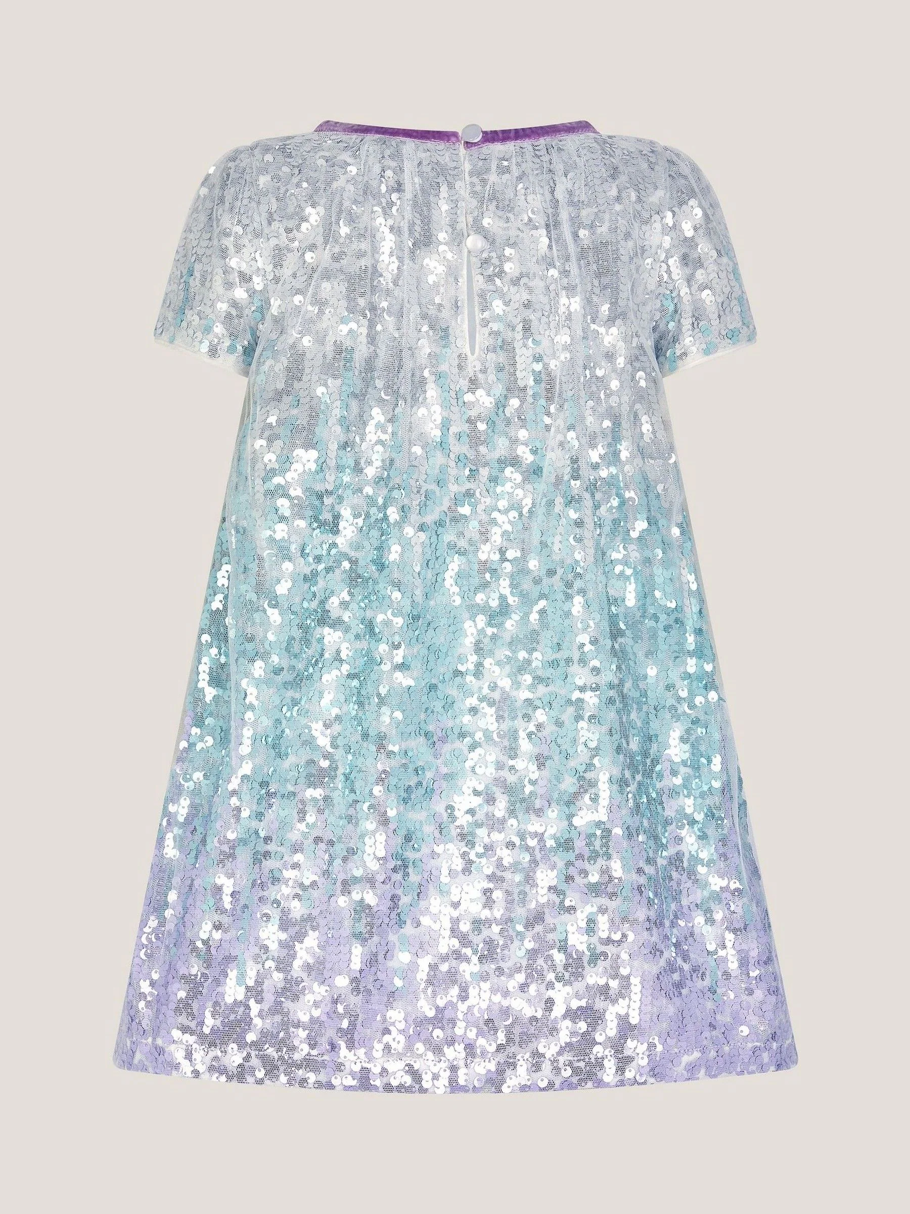 Monsoon Baby Ombré jurk met pailletten en zeemeerminprint
