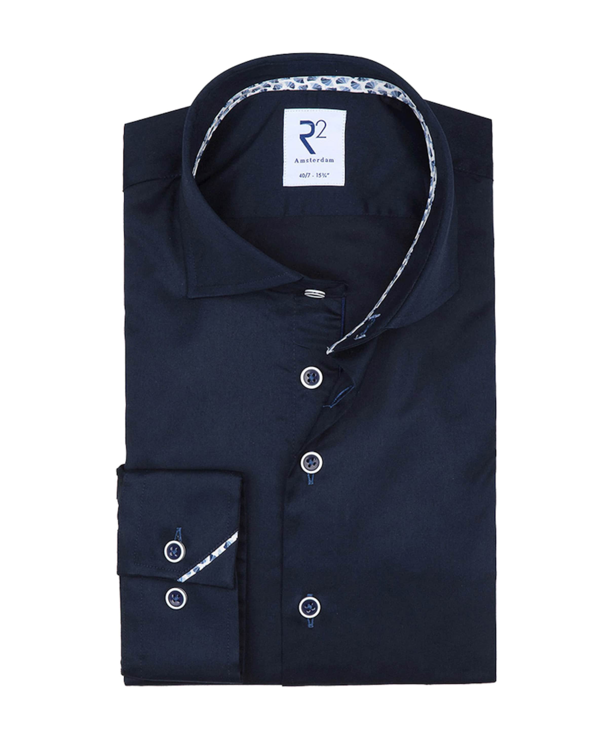 R2 Amsterdam Heren overhemd extra lange mouw blauw