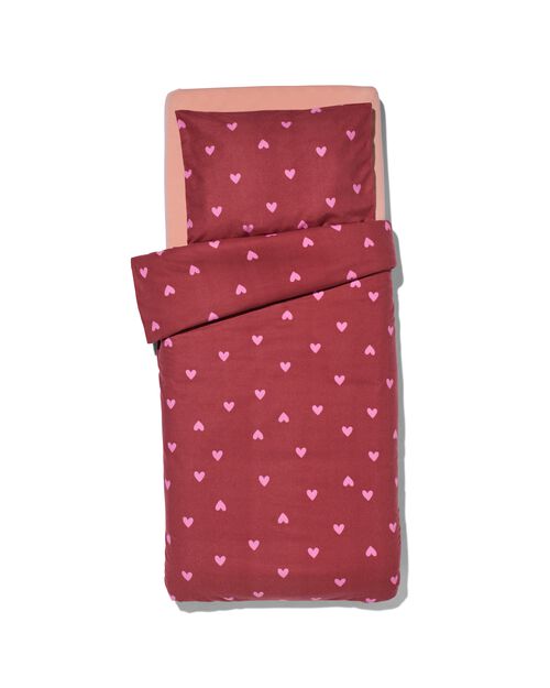 housse de couette bébé 120 x 150 flanelle cœurs rouge