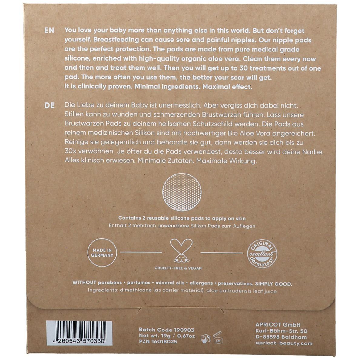 APRICOT Brustwarzen Pads mit Aloe Vera