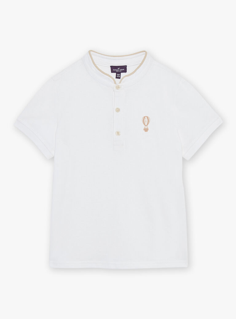 Polo blanc avec montgolfière