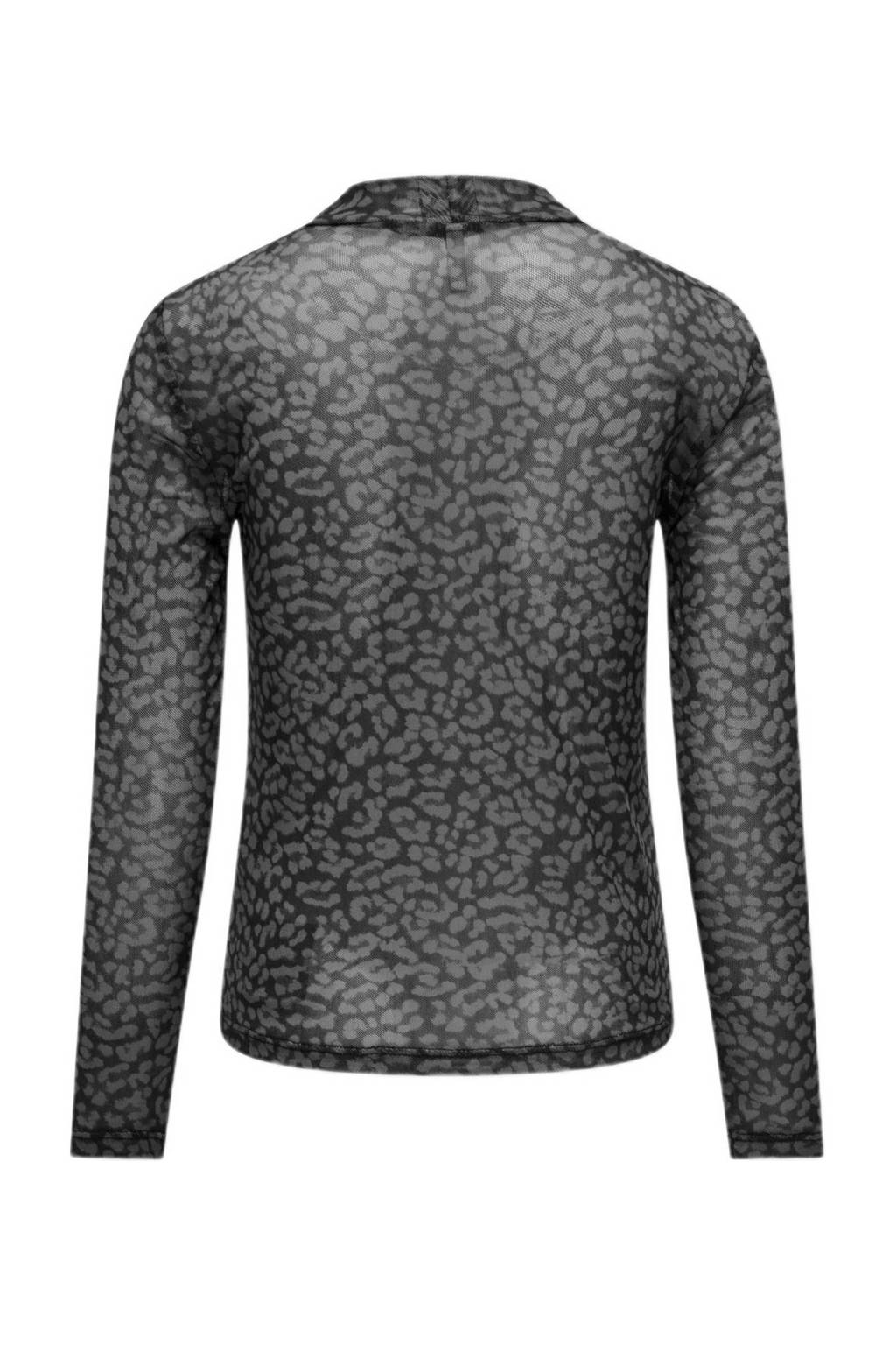ONLY longsleeve met panterprint zwart/grijs