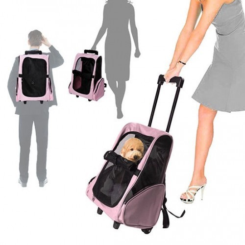 Carrinho/transportador 2 em 1 para animais de estimação PawHut, rosa