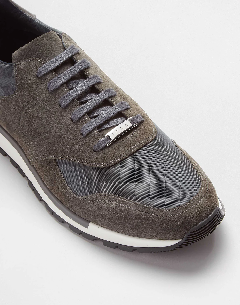 Sneakers suede et textile kaki