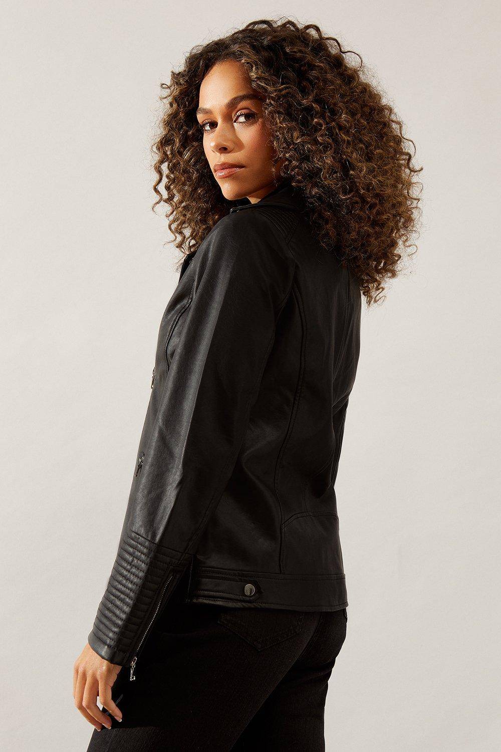 Wallis Veste de Motard en synthétique Noir