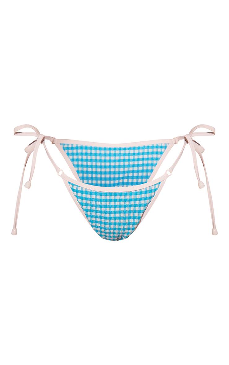 Blue Gingham Bas De Bikini Vichy À Nouer Sur Les Côtés