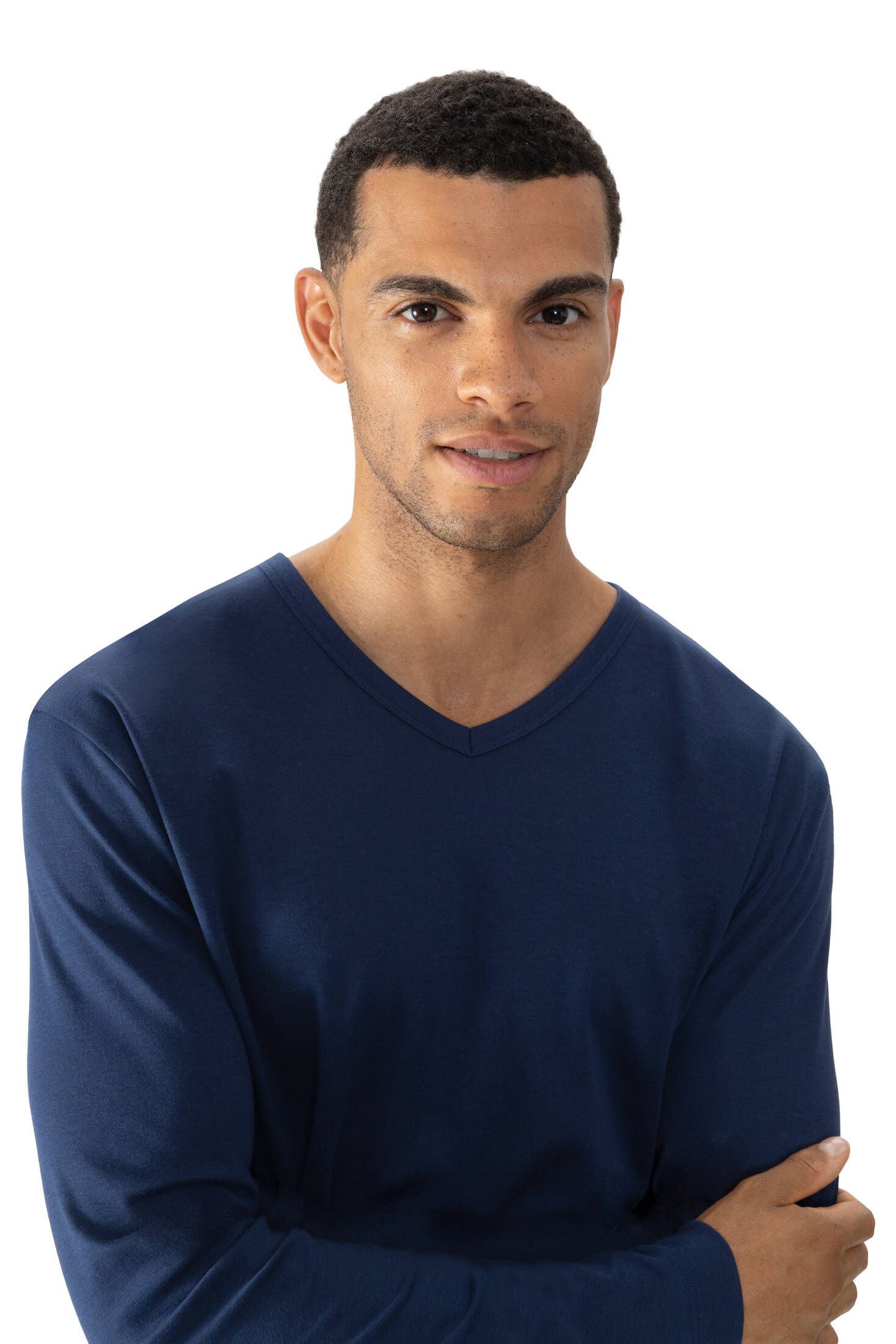 mey| Herren Langarm-T-Shirt Serie Solid Night