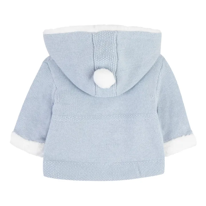 Tartine et Chocolat Manteau Coton, Laine et Cachemire Fourré Façon Fourrure | Bleu ciel