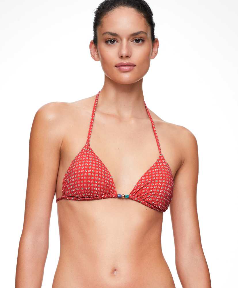Top de biquíni triangular estampado