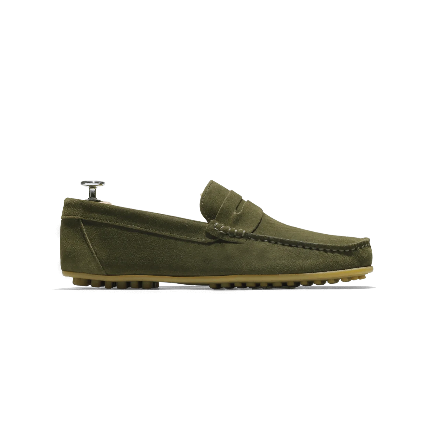 Fred-Mocassin souple en velours kaki