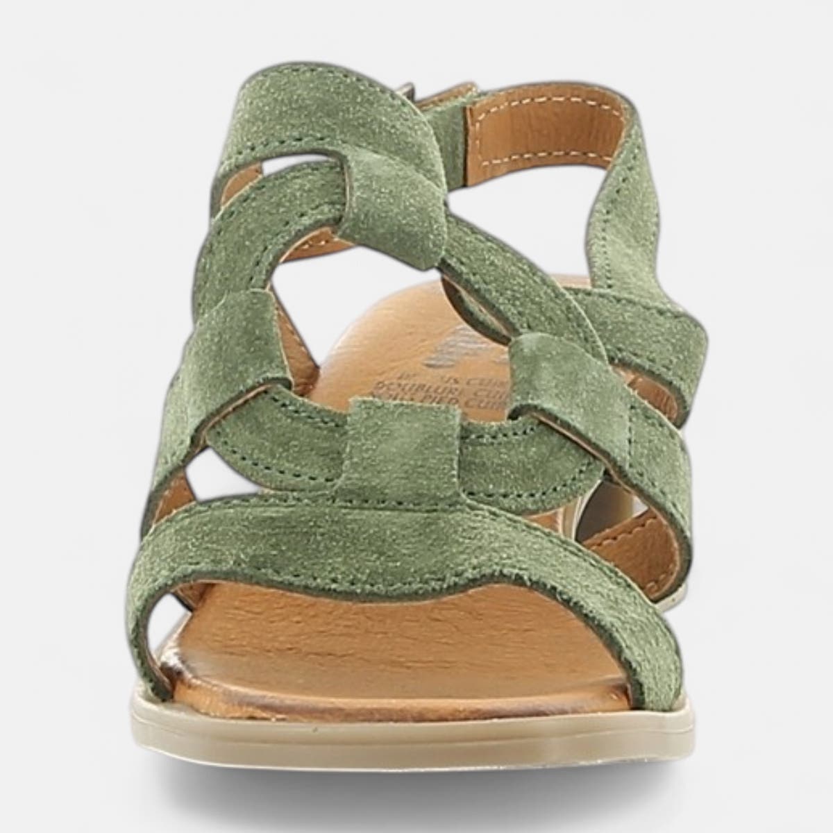 Nu-pieds Femme en cuir kaki