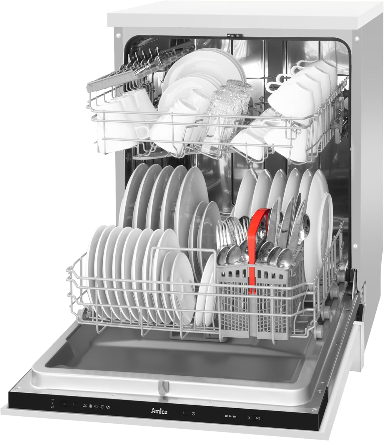 Amica EGSPV 597 201 Einbau-Geschirrspüler / 60 cm / vollintegrierte Spülmaschine (ohne Möbelfront) / 12 Maßgedecke / 5 Programme / Besteckkorb