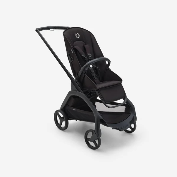 Carrinho de bebê Bugaboo Dragonfly, conjunto nas cores branco névoa/preto meia-noite/preto