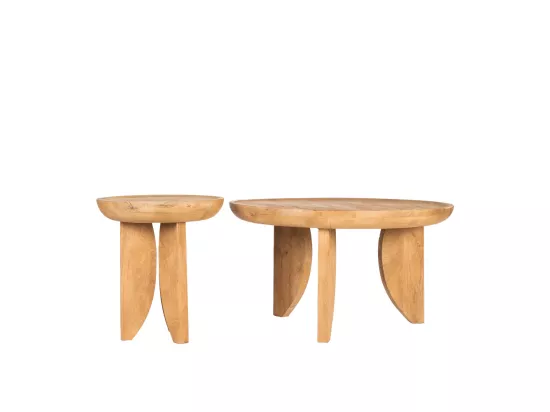 Jepara - Table d'appoint ronde en bois massif ø45cm - Bois clair