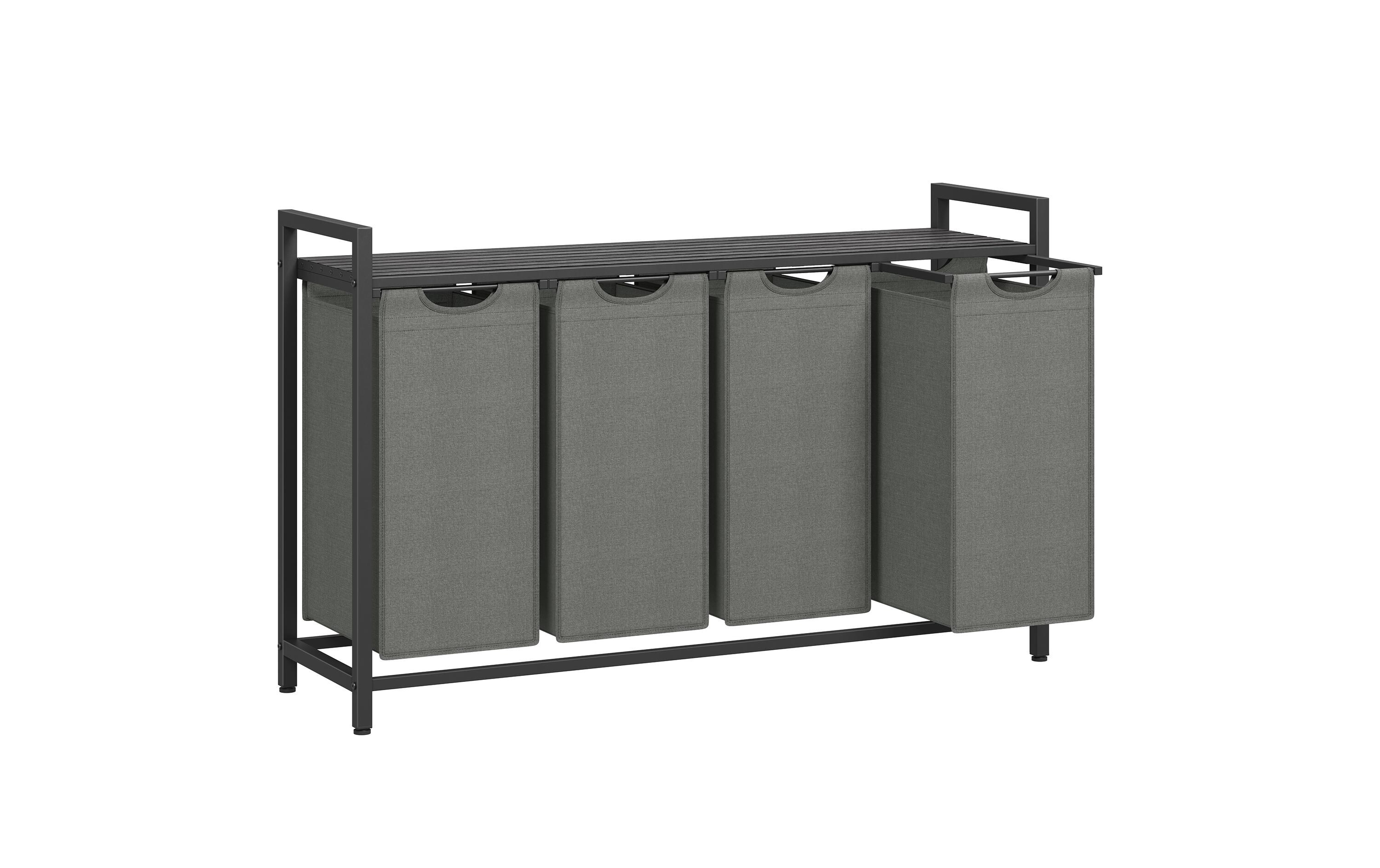 Wäschekorb mit Ablage 4 x 40 l, Grau/Schwarz<br>Wäschesammler