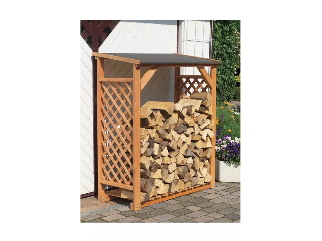 Abri bûches en bois coloris miel Simple