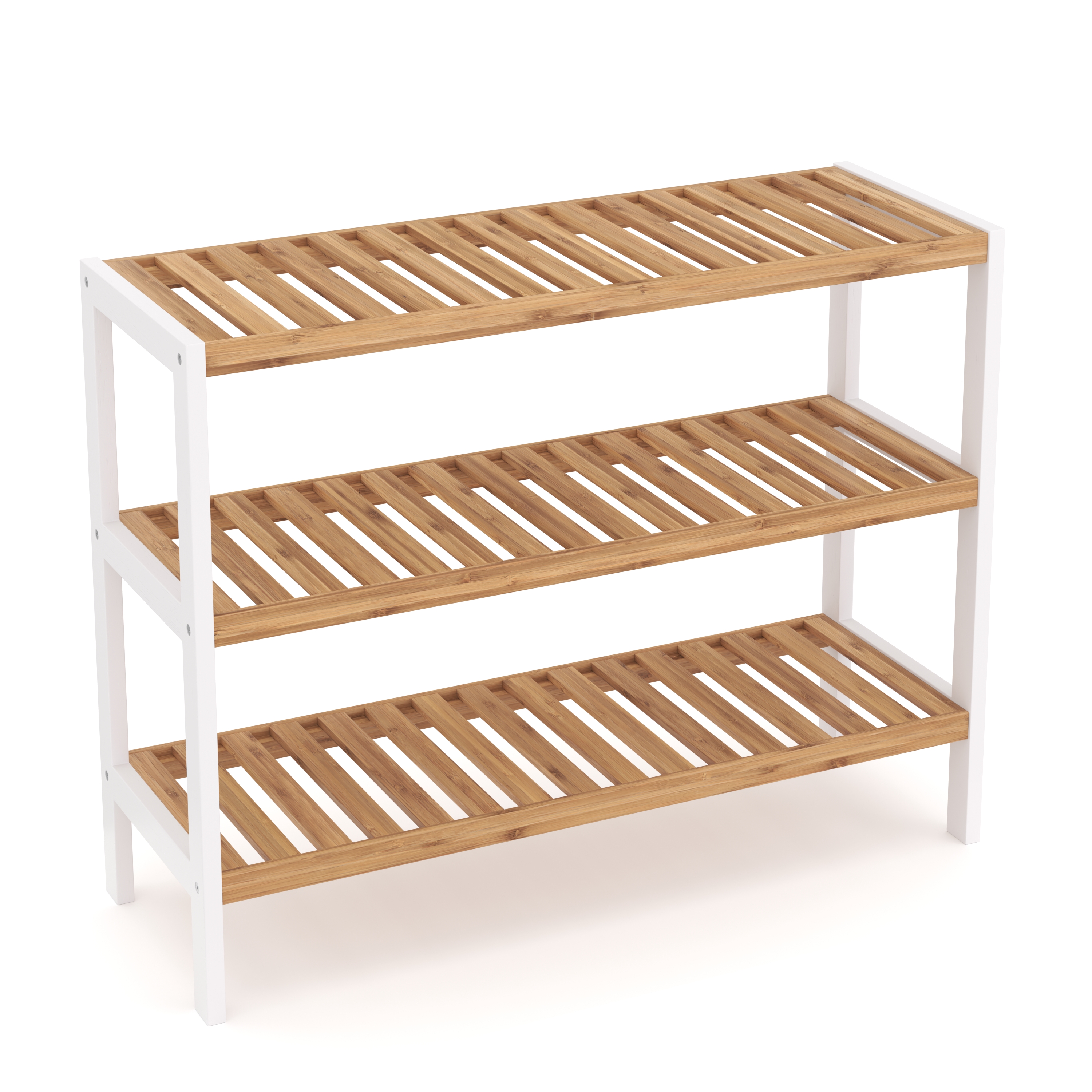 Schuhregal Bambus 3 Tablare 70 x 24 x 54 cm natur/weiss