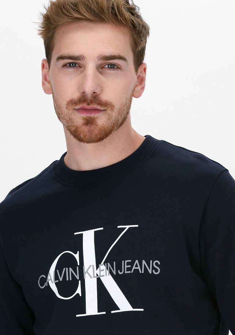 CALVIN KLEIN blauwe calvin klein sweater iconic monogram crewneck