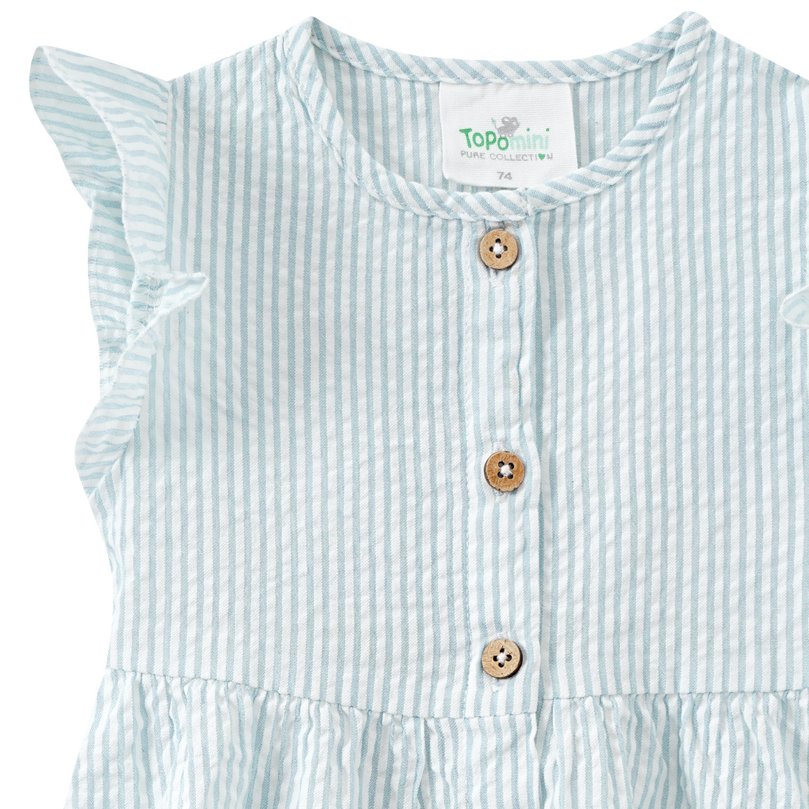 Topomini Pure Collection Baby Kleid mit Streifen weiss / hellblau