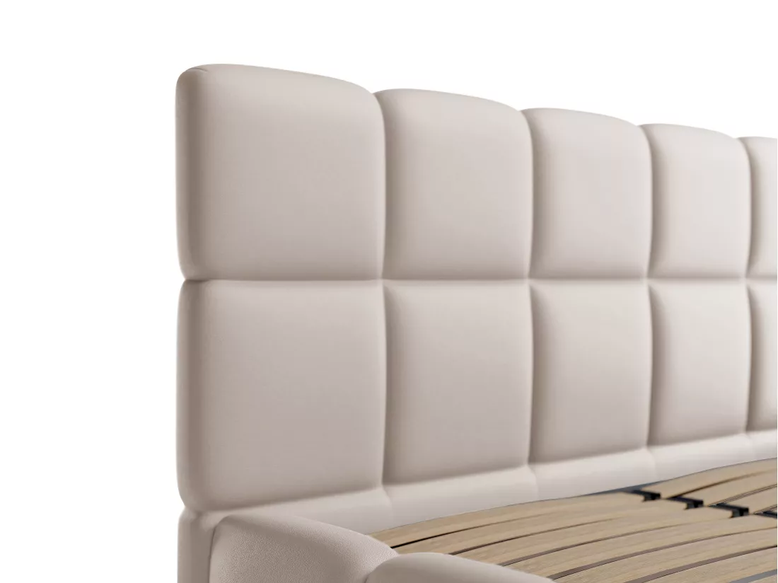 Lit coffre 160 x 200 cm - Tissu effet cuir - Beige + Matelas - DAMADO de Pascal Morabito
