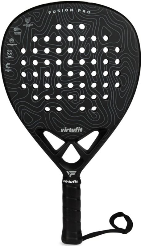 VirtuFit - Fusion Pro - Padelracket - Zwart - Grijs - Inclusief Polskoord