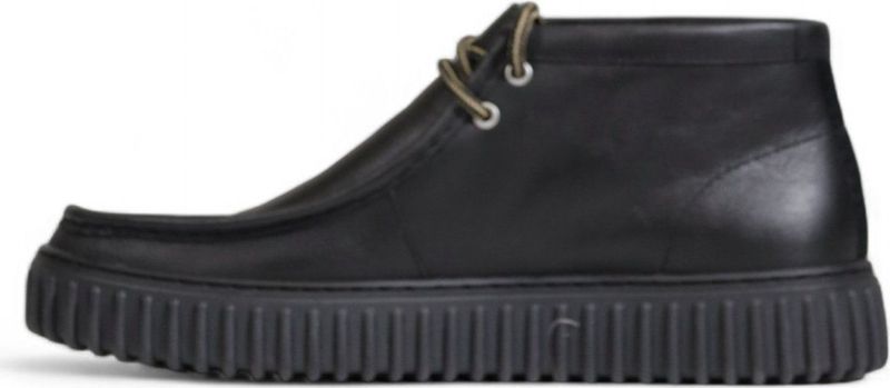 Casual Schoenen - Zwart - Leer - Vetersluiting - Plateau Hak