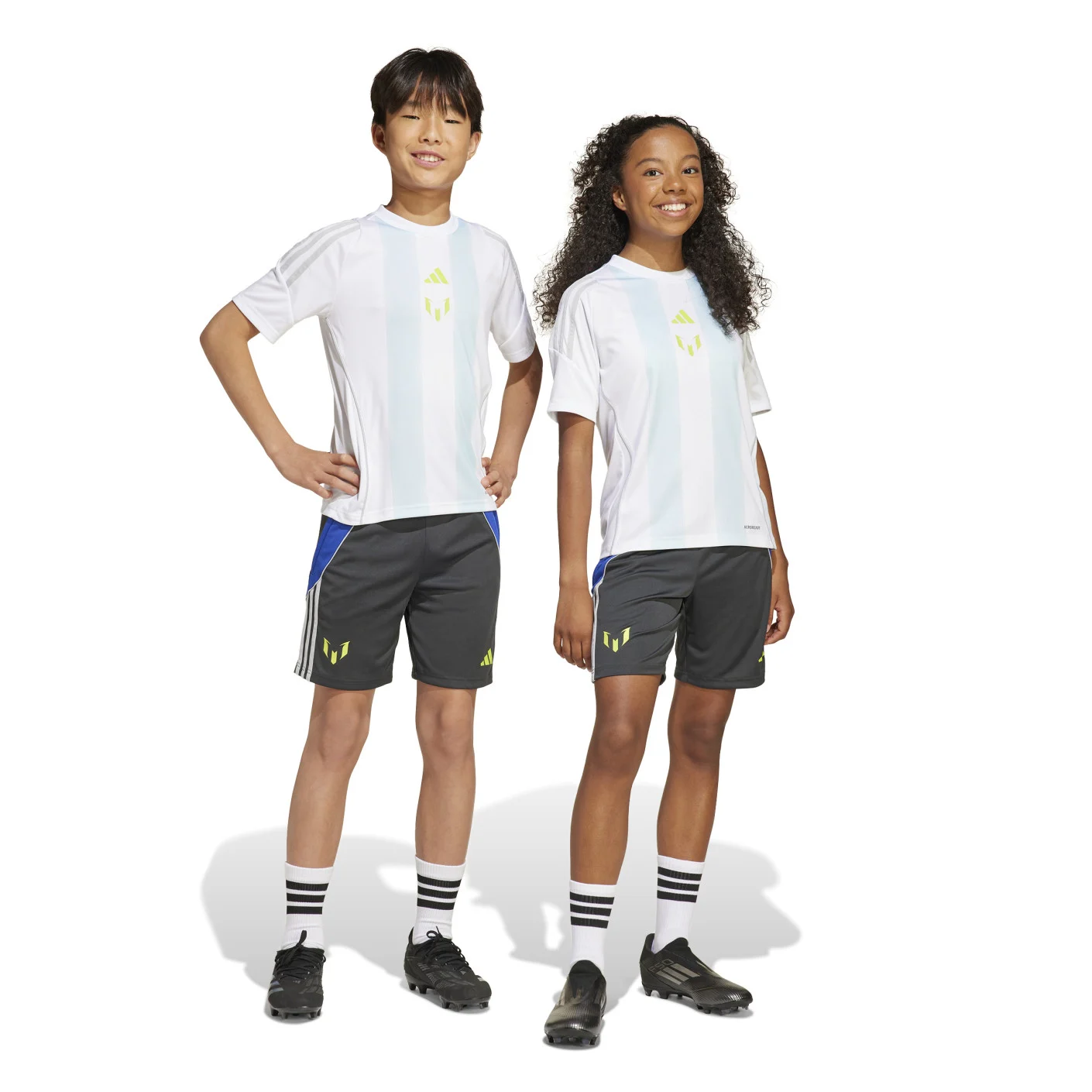 Adidas Messi Trainingsbroekje Kids Donkergrijs Neongeel Blauw
