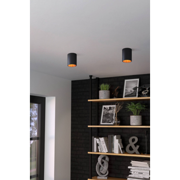 Eglo plafondlamp Polasso zwart/koper