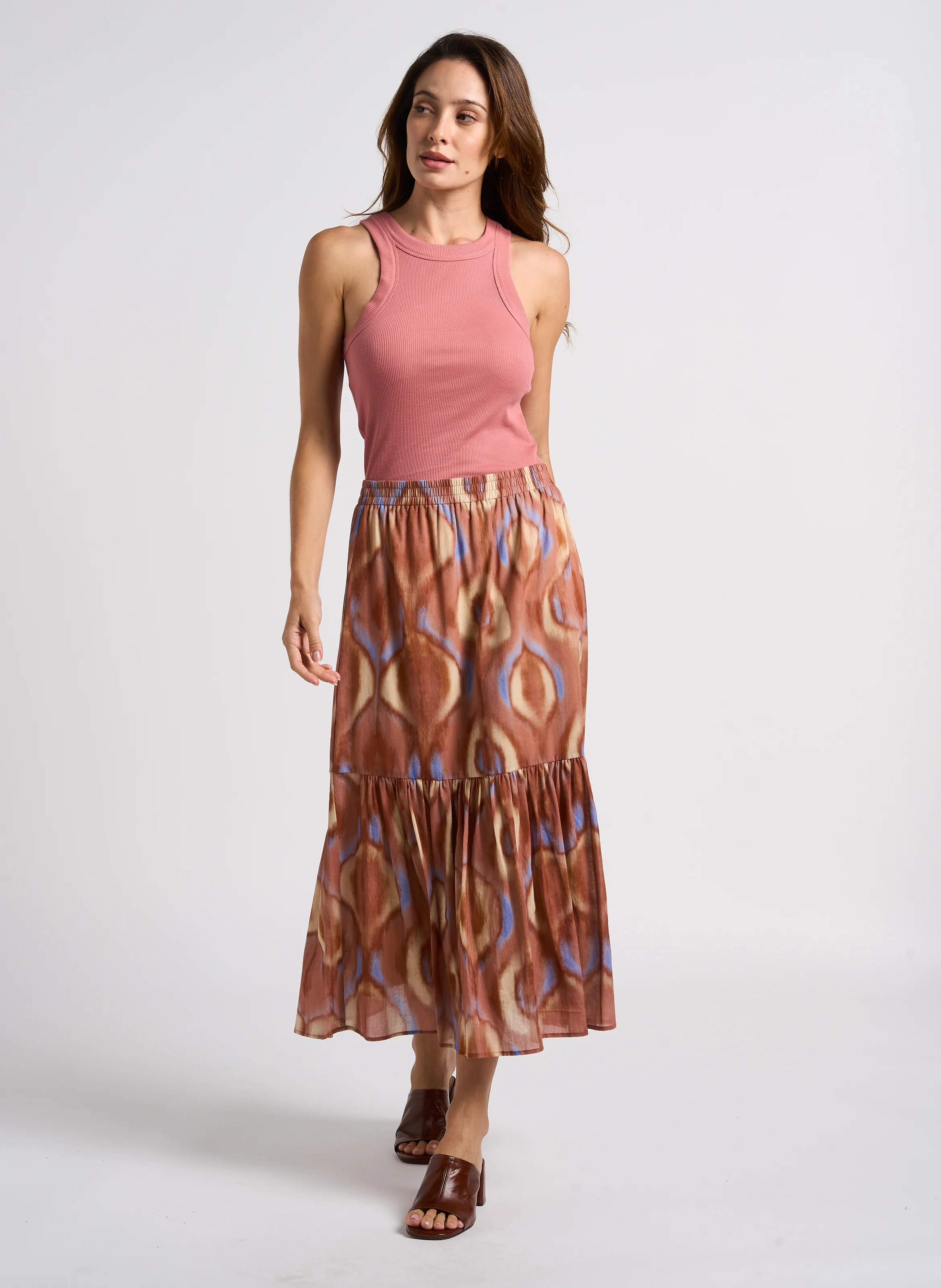 CLARIE - Jupe longue imprimée en coton | Multicolore