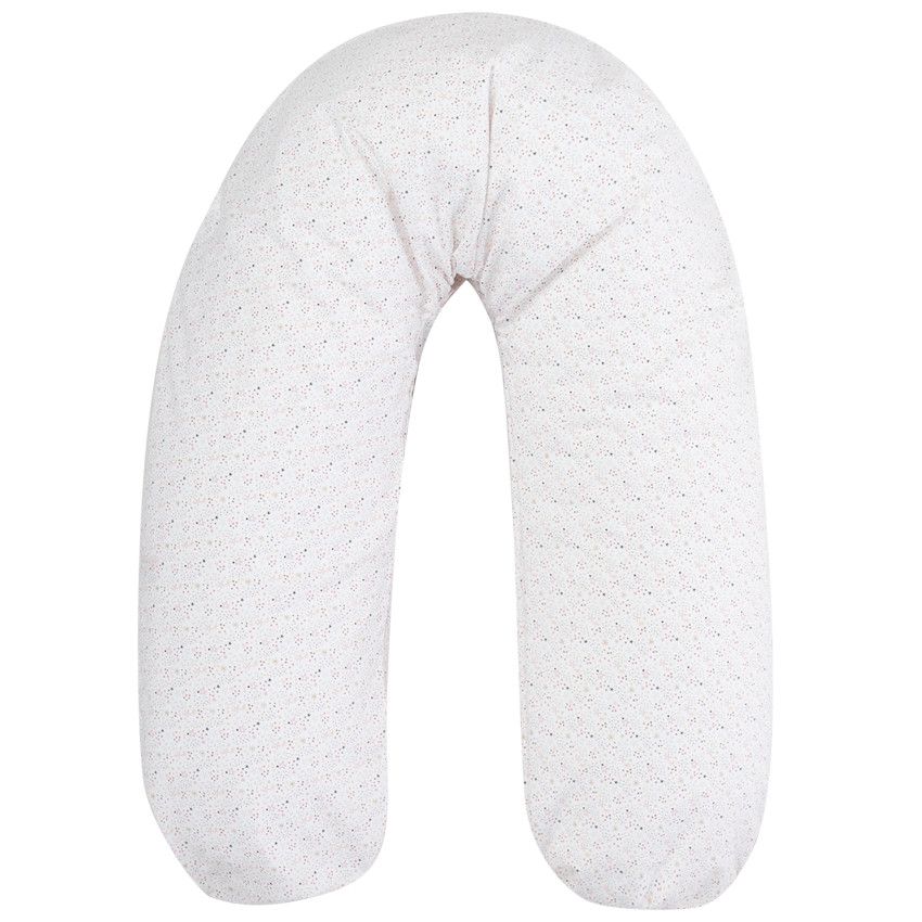 Housse coussin d'allaitement 190cm - Étoiles roses - Ecru