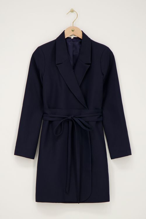 Blauwe blazer jurk met koord