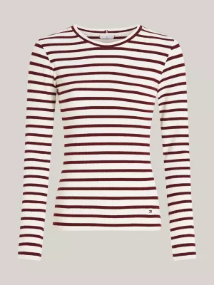 Camiseta listrada de manga comprida com corte slim