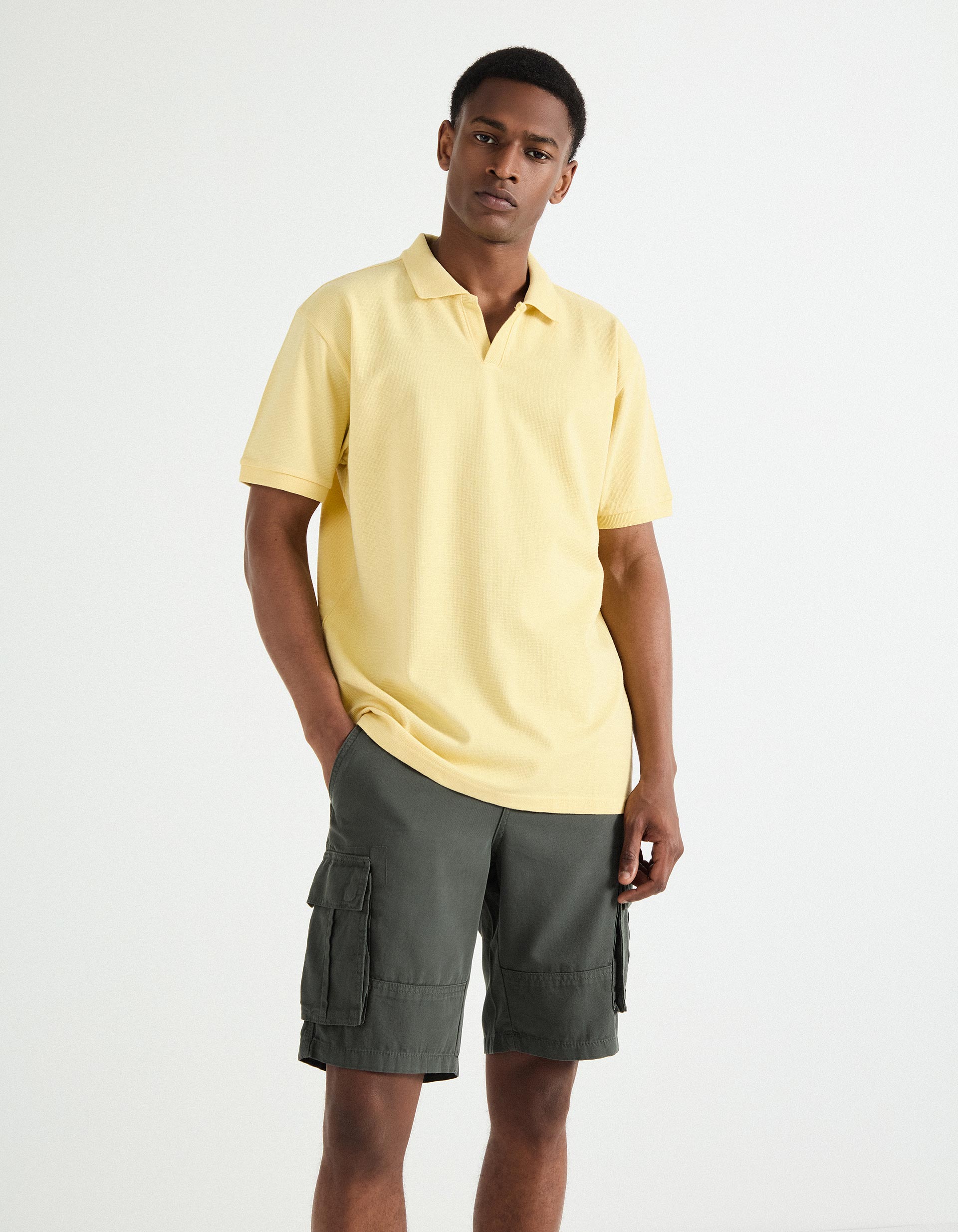 Polo Waffle, Homem, Amarelo Claro