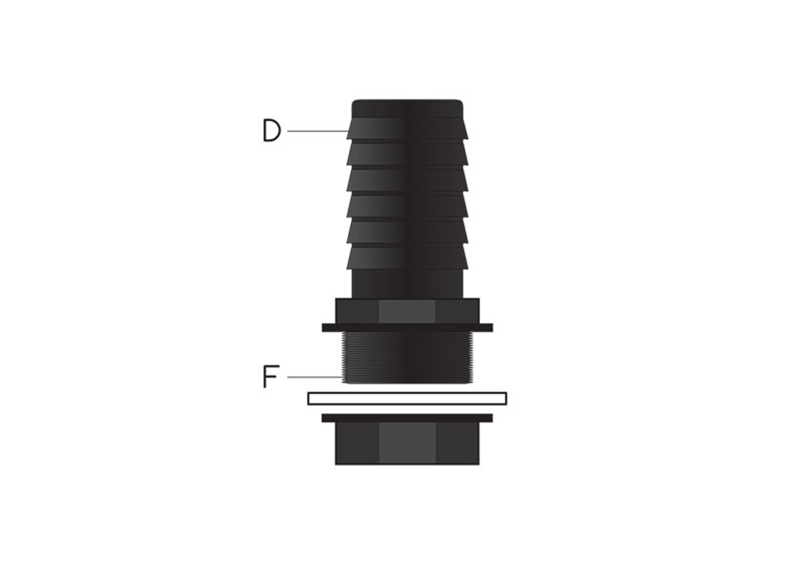 Rechte Ø 13 mm 1/2'' slangaansluiting
