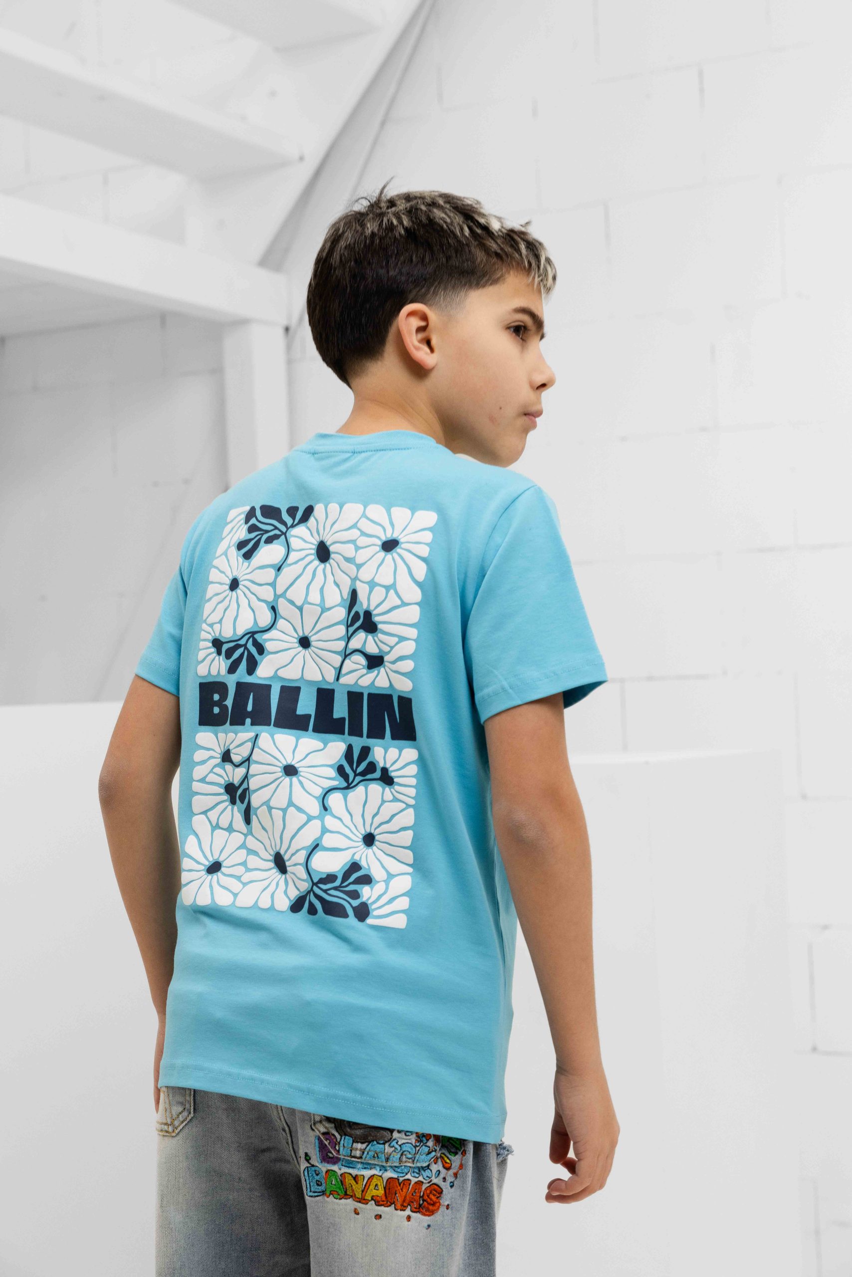 Ballin Amsterdam Floral Bouquet T-Shirt Kids Lichtblauw