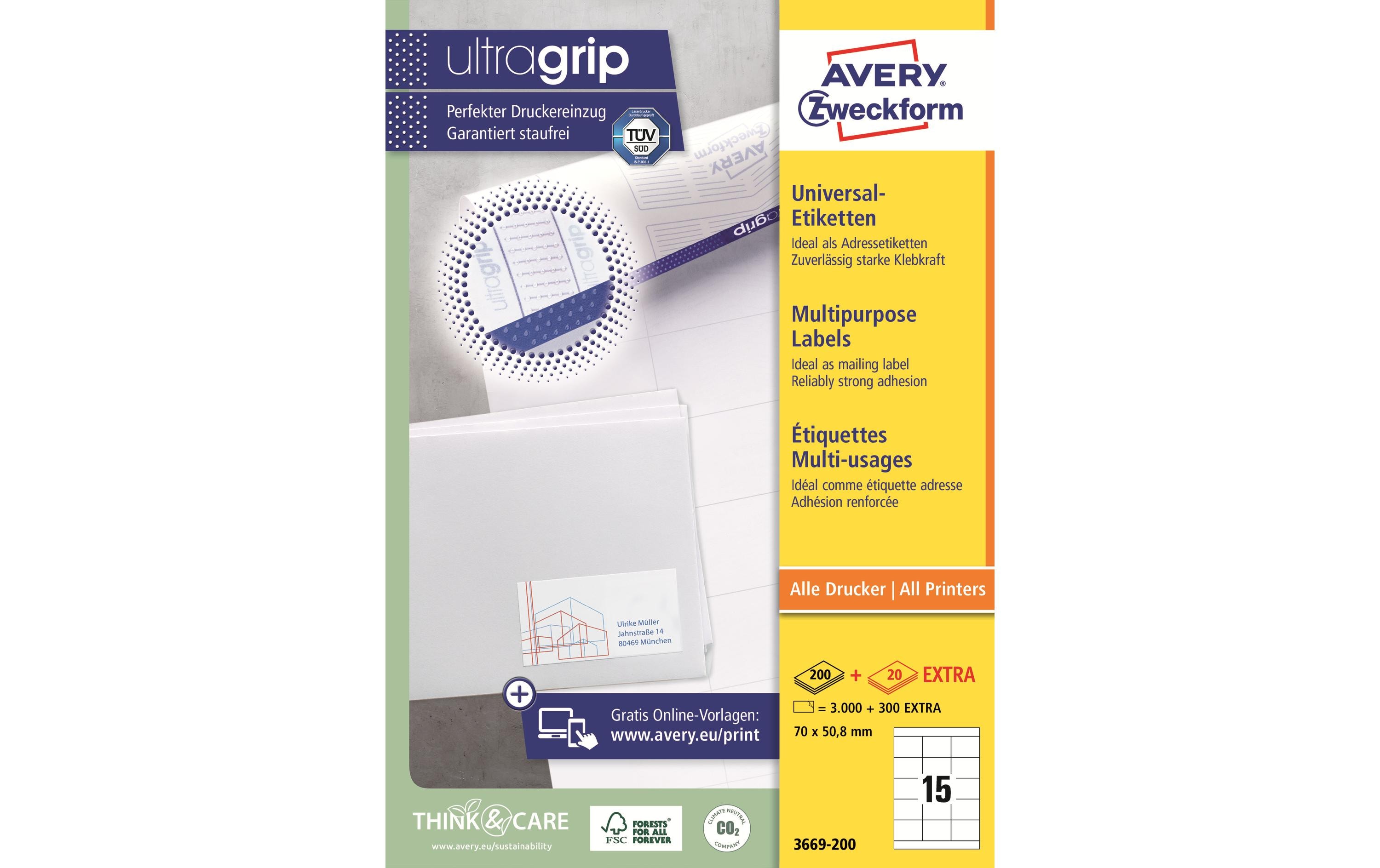 Universal-Etiketten 3669 70 x 50.8 mm, 220 BlattWeisse Aufkleber, permanent haftend