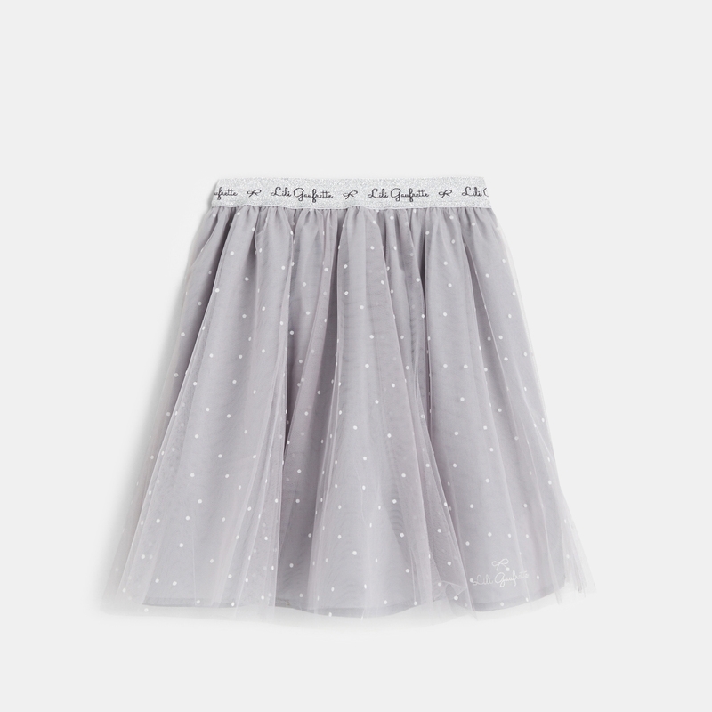 Jupon gris en tulle à pois Lili Gaufrette