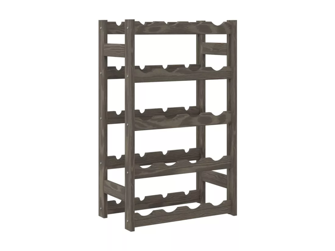 Casier à bouteilles pour 20 bouteilles gris bois pin solide