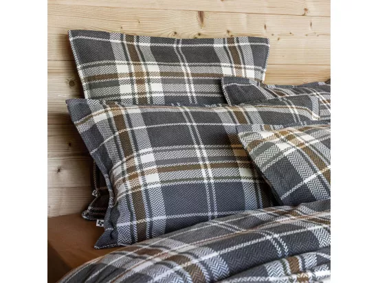 WILLIAM - Taie d'Oreiller 63x63cm Flanelle de Coton Motif à Carreaux