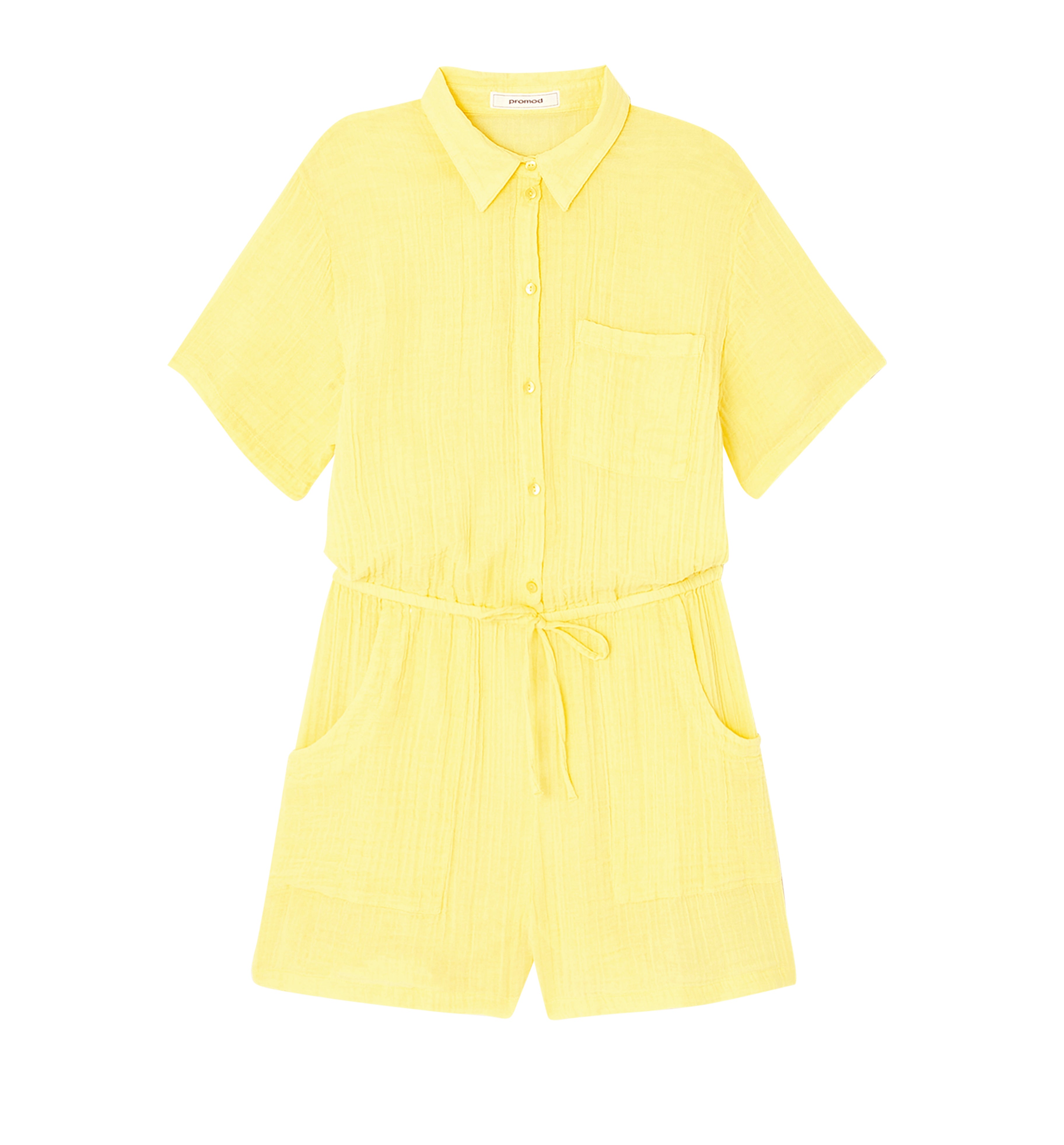 Combishort en gaze de coton - Jaune