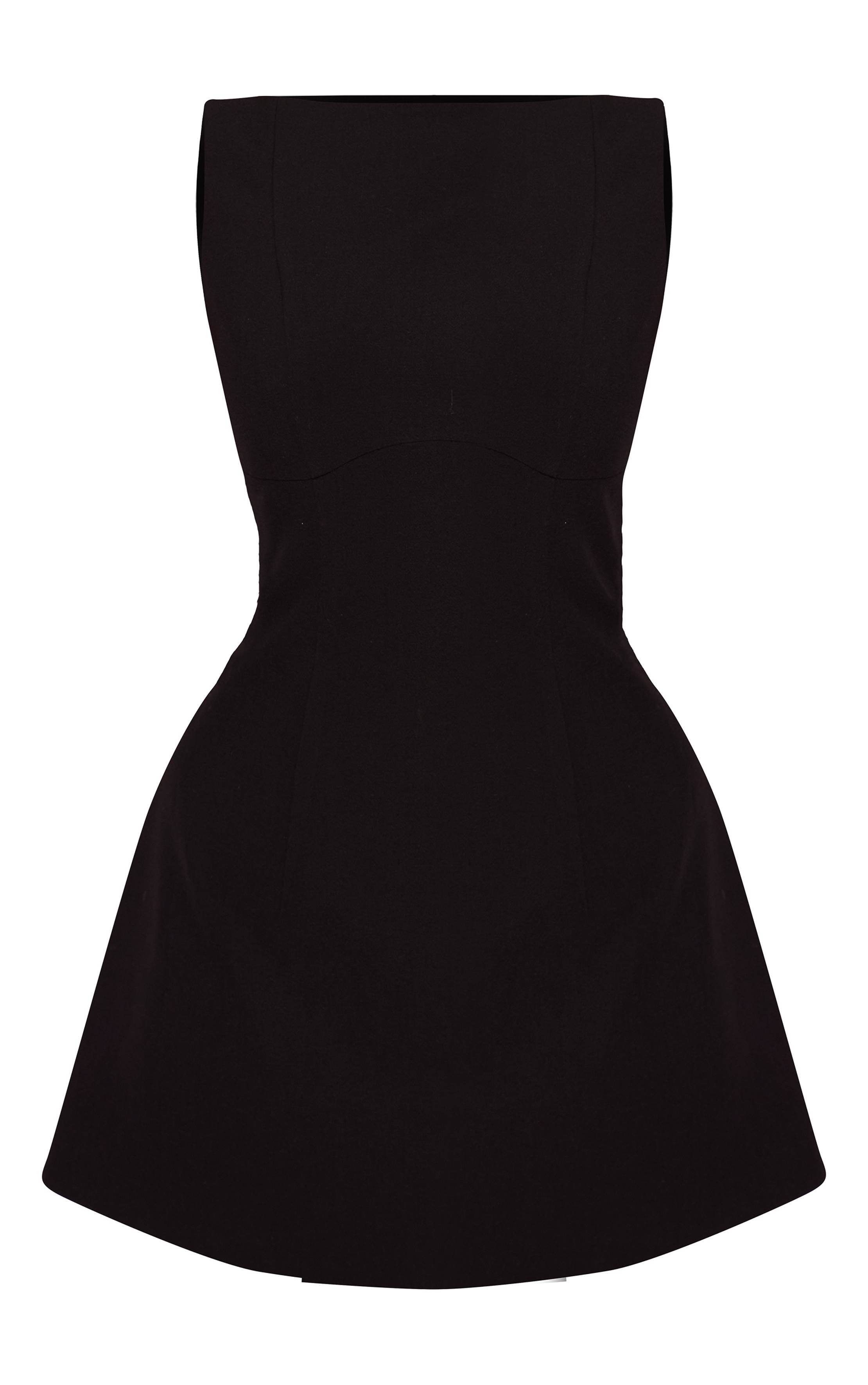 Noir Robe Courte Tissée Col Bateau Détail Dos Nu