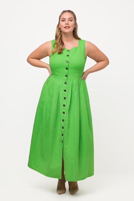 Trachtenkleid, Leinenmix, Herzausschnitt, ärmellos