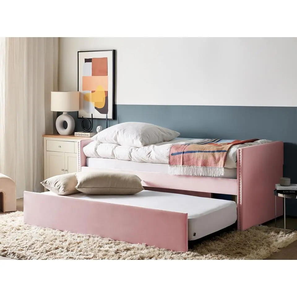 TROYES - Slaapbank - Roze - Fluweel