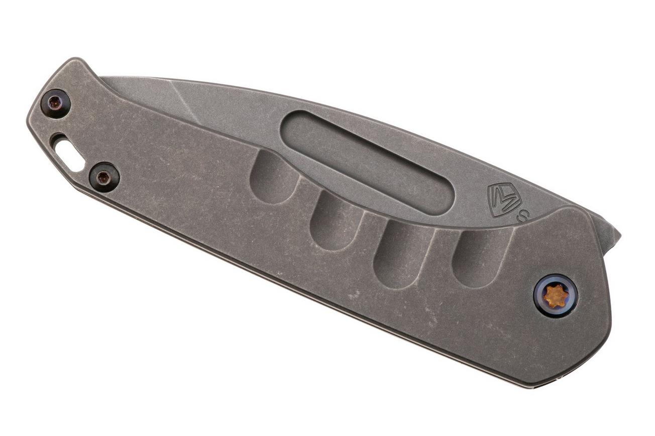 Medford Prae Slim 25-PS-04, Old School Tumbled S45VN Tanto Blade, Old School Tumbled Handle, Flamed Hardware zakmes