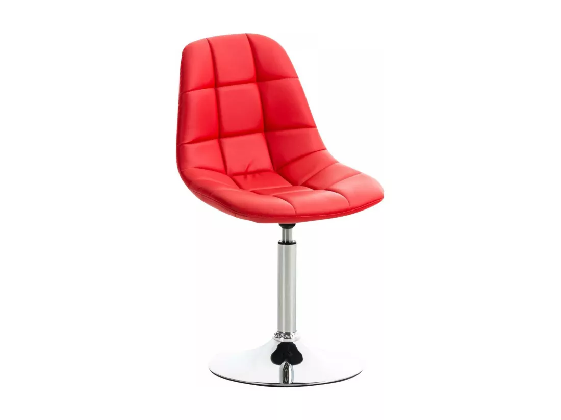 Chaise de bureau - Similicuir & Métal chromé - Rouge - Emil